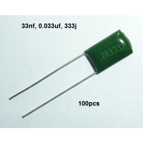100pcs 100v 2a333j 0.033uf 33nf  5% Polyester Film Capacitor