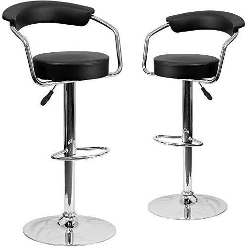 Adjustable 360° Set Of 2 Bar Stool- Black