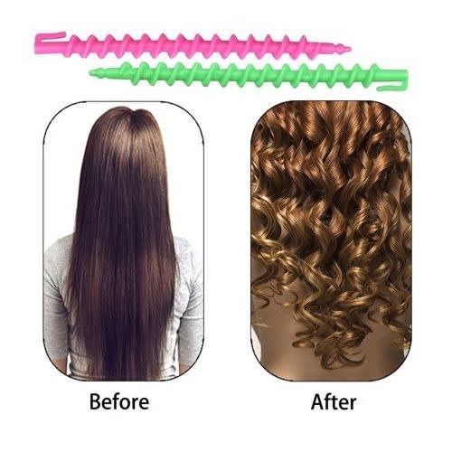 Plastic Spiral Hair Curlers - Multiple Colors 20Pieces