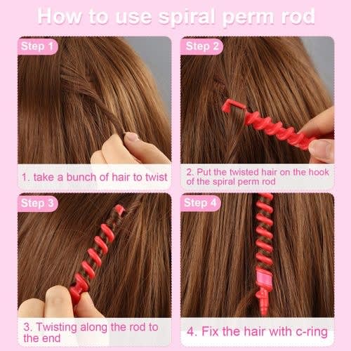 Plastic Spiral Hair Curlers - Multiple Colors 20Pieces