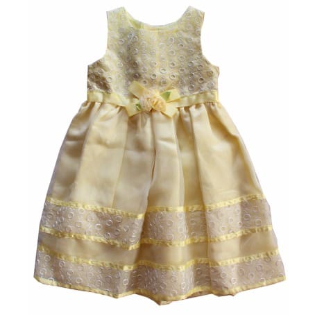 Girls Organza Rosette Dress -Yellow