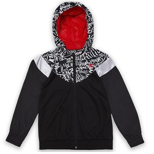 Boys Lay Up Full Zip Basketball Hoodie Jacket - Black