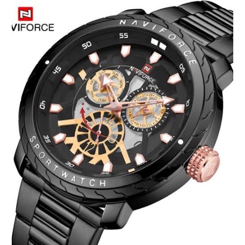 Stainless Steel Chronograph Men’s Wrist Watch - Black