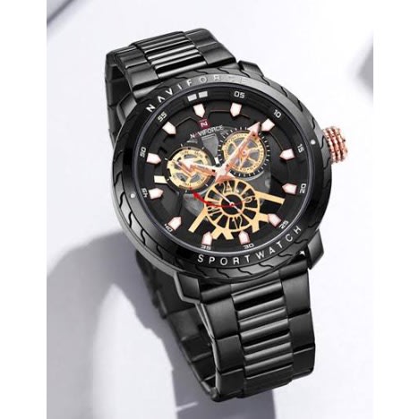 Stainless Steel Chronograph Men’s Wrist Watch - Black