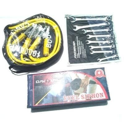 Fuel Siphon Pumps + 1000amp Jump Start + Complete Wheel Spanner Set - 8 Pieces