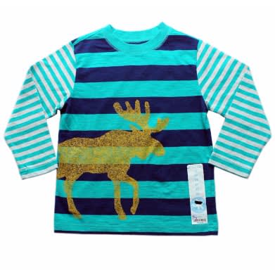 Deer Long Sleeve T-Shirt - Blue and Green