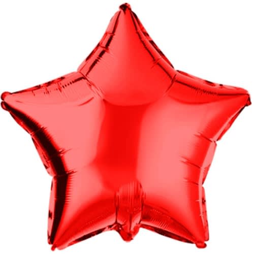 Five Star Metallic Foil Balloon- 18 Inches-Red