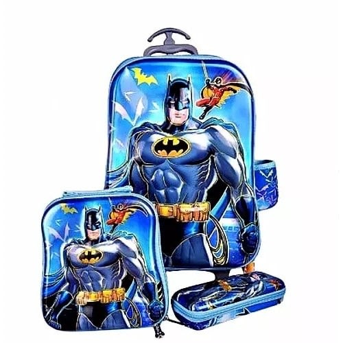 Batman 16 Inch Kids' Trolley Bag + Lunch Box & Pencil Case