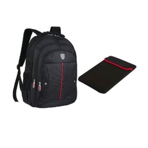 Genuine Fabric Backpack- Black + Laptop Sleeve