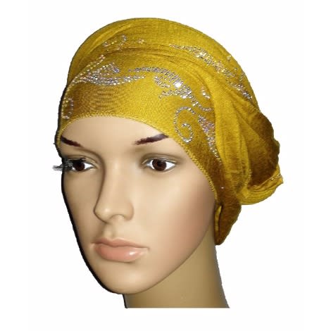 Regal Front Studded Turban with Bajan Wave Design - Mustard