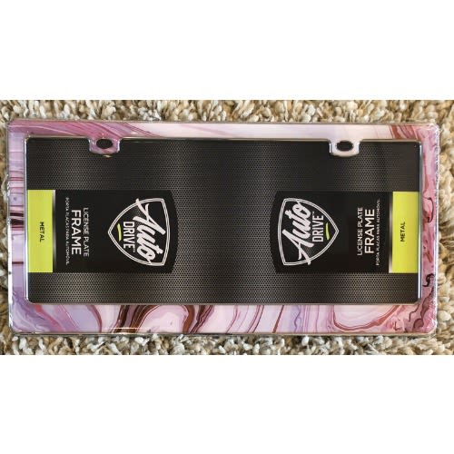 Auto Drive License Plate Frame - “Splattered Pinks” Design -  13.25 X 6