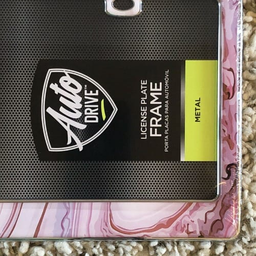 Auto Drive License Plate Frame - “Splattered Pinks” Design -  13.25 X 6"