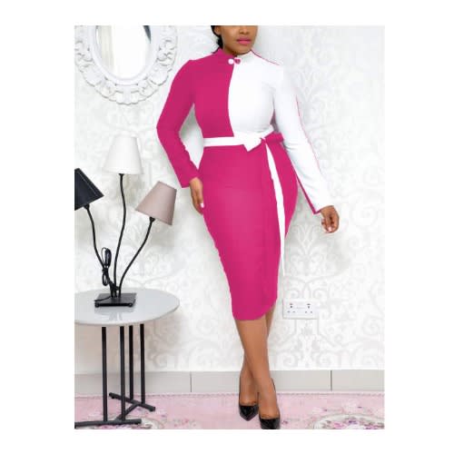 Bodycom Dress - Pink And White