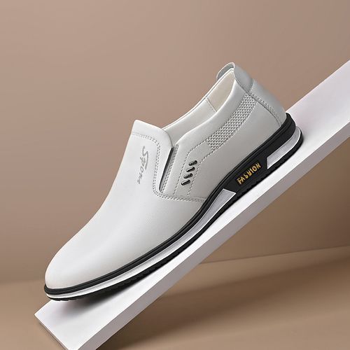 Men's New Fashion Business Casual Breathable Trendy Leather Shoes Soft - White