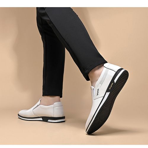 Men's New Fashion Business Casual Breathable Trendy Leather Shoes Soft - White