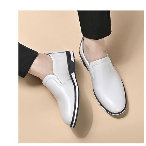 Men's New Fashion Business Casual Breathable Trendy Leather Shoes Soft - White