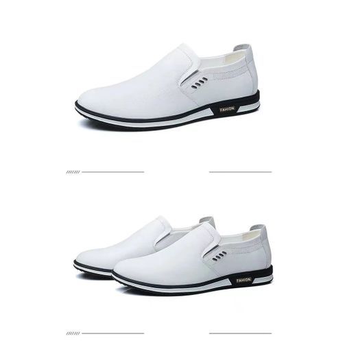 Men's New Fashion Business Casual Breathable Trendy Leather Shoes Soft - White