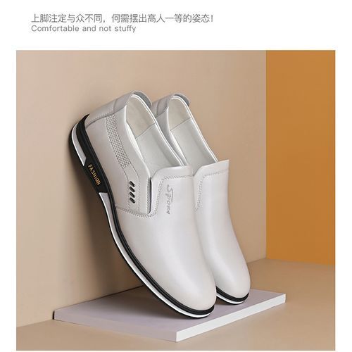Men's New Fashion Business Casual Breathable Trendy Leather Shoes Soft - White