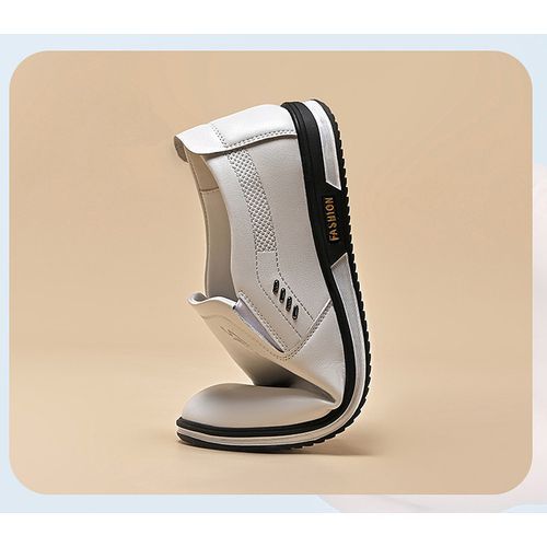 Men's New Fashion Business Casual Breathable Trendy Leather Shoes Soft - White