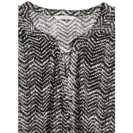 Chevron Patterned Jersey Blouse - Black And White