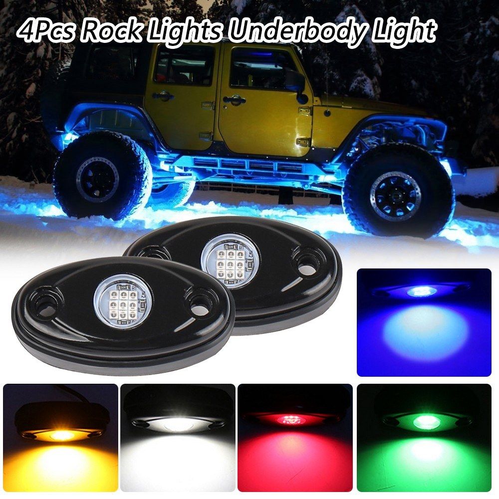 4Pcs Rock Lights 4-Pod For JEEP Offroad Truck UTV ATV Boat