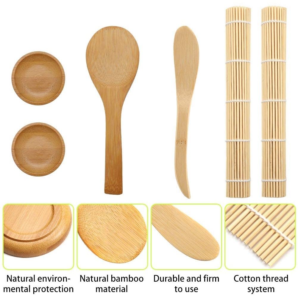 11 Pack Sushi Making Kit Bamboo Include Rolling Mats