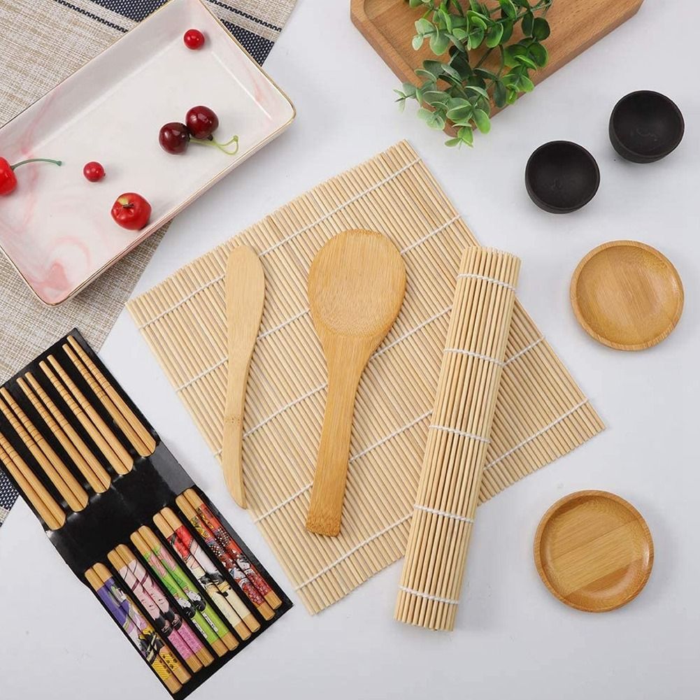 11 Pack Sushi Making Kit Bamboo Include Rolling Mats
