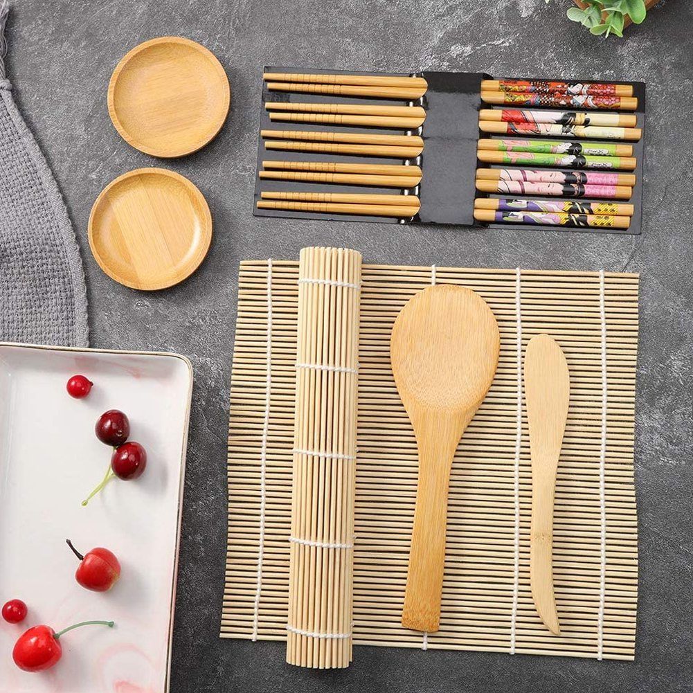 11 Pack Sushi Making Kit Bamboo Include Rolling Mats