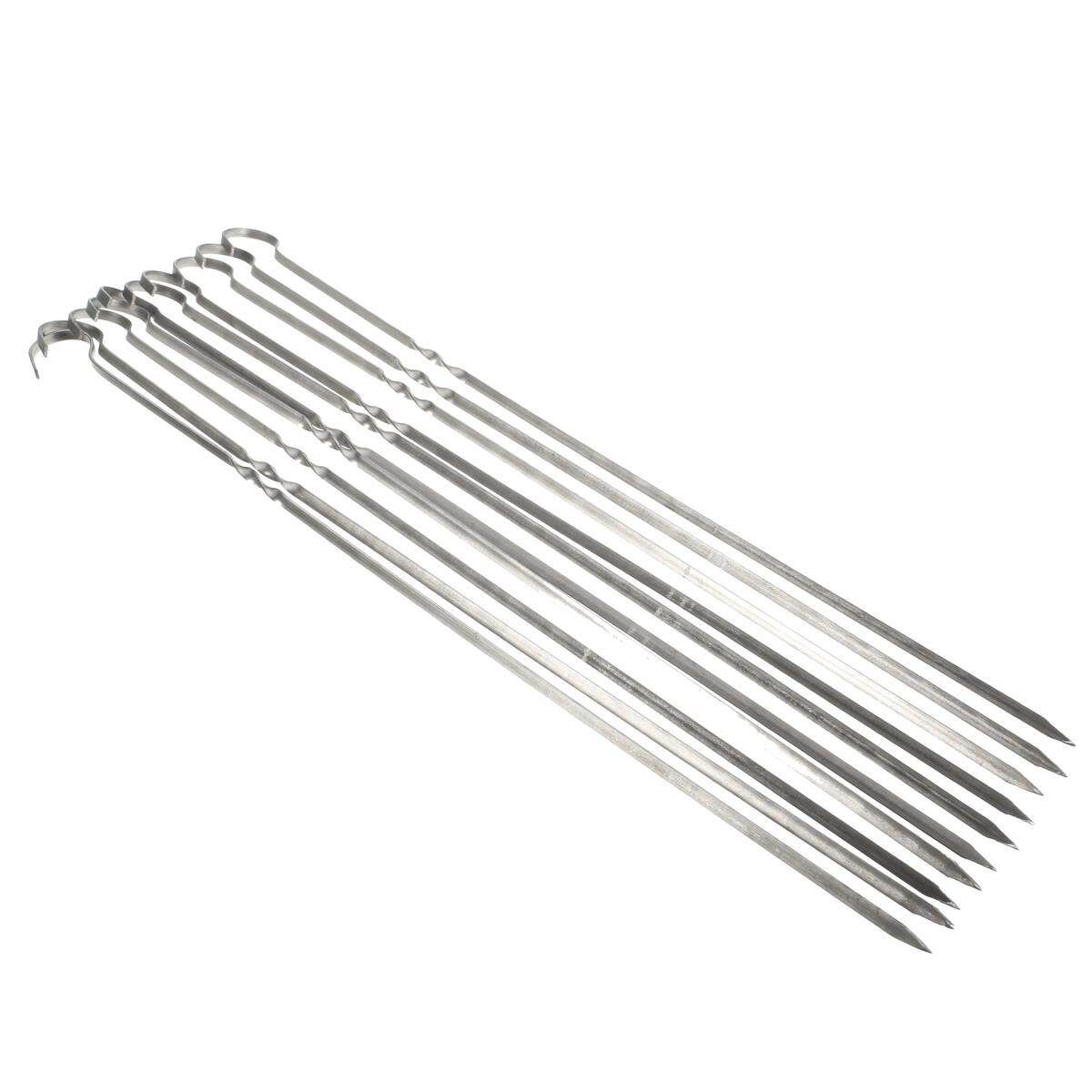 10PCS 15 Inch Stainless Steel BBQ UTENSIL Skewers Barbeque Kabob Fork