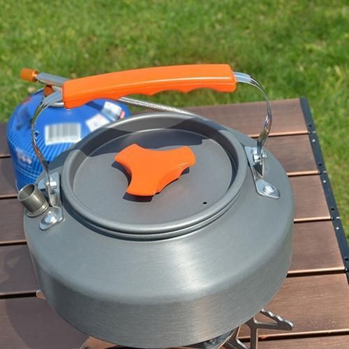 Outdoor Portable Coffee Pot Camping Teapot Kettle Mountaineering Camping Picnic Aluminum Pot Hanging Pot  1.1L