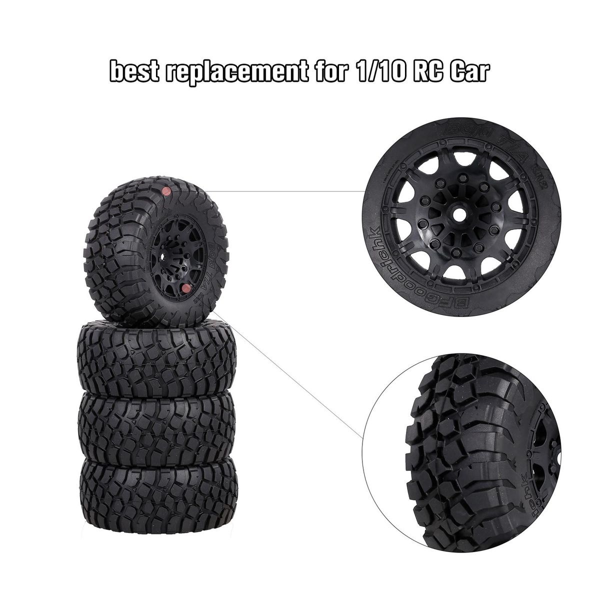 4 pcs 110mm 1/10  RC Car Truck Short Course Truck Off-road Vehicle Tyres RC Wheel Compatible with Traxxas HSP Tamiya HPI Kyosho RC Car