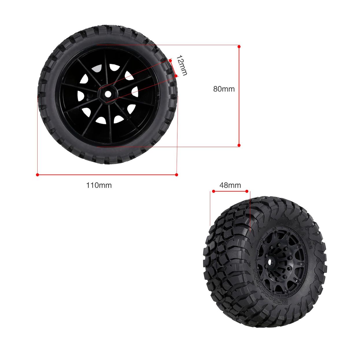 4 pcs 110mm 1/10  RC Car Truck Short Course Truck Off-road Vehicle Tyres RC Wheel Compatible with Traxxas HSP Tamiya HPI Kyosho RC Car