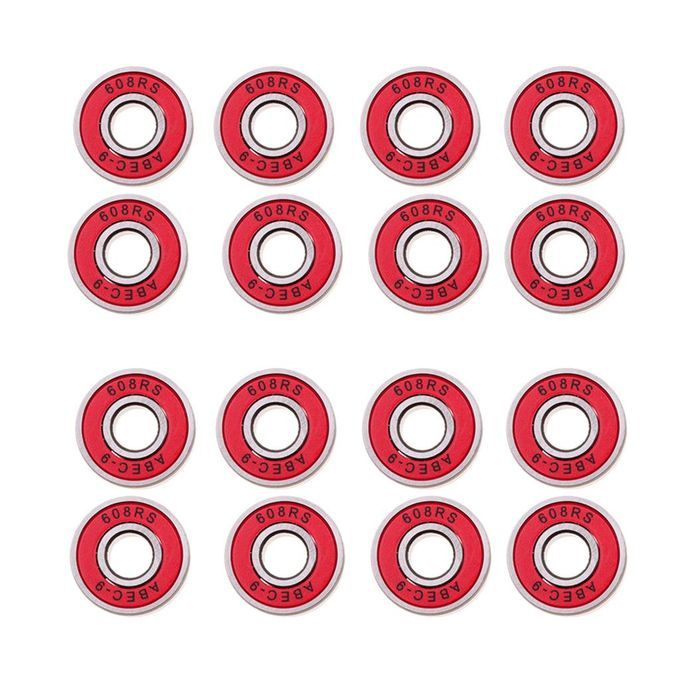 16x 608 RS ABEC-9 Skateboard Bearing Rolling Bearings For Red