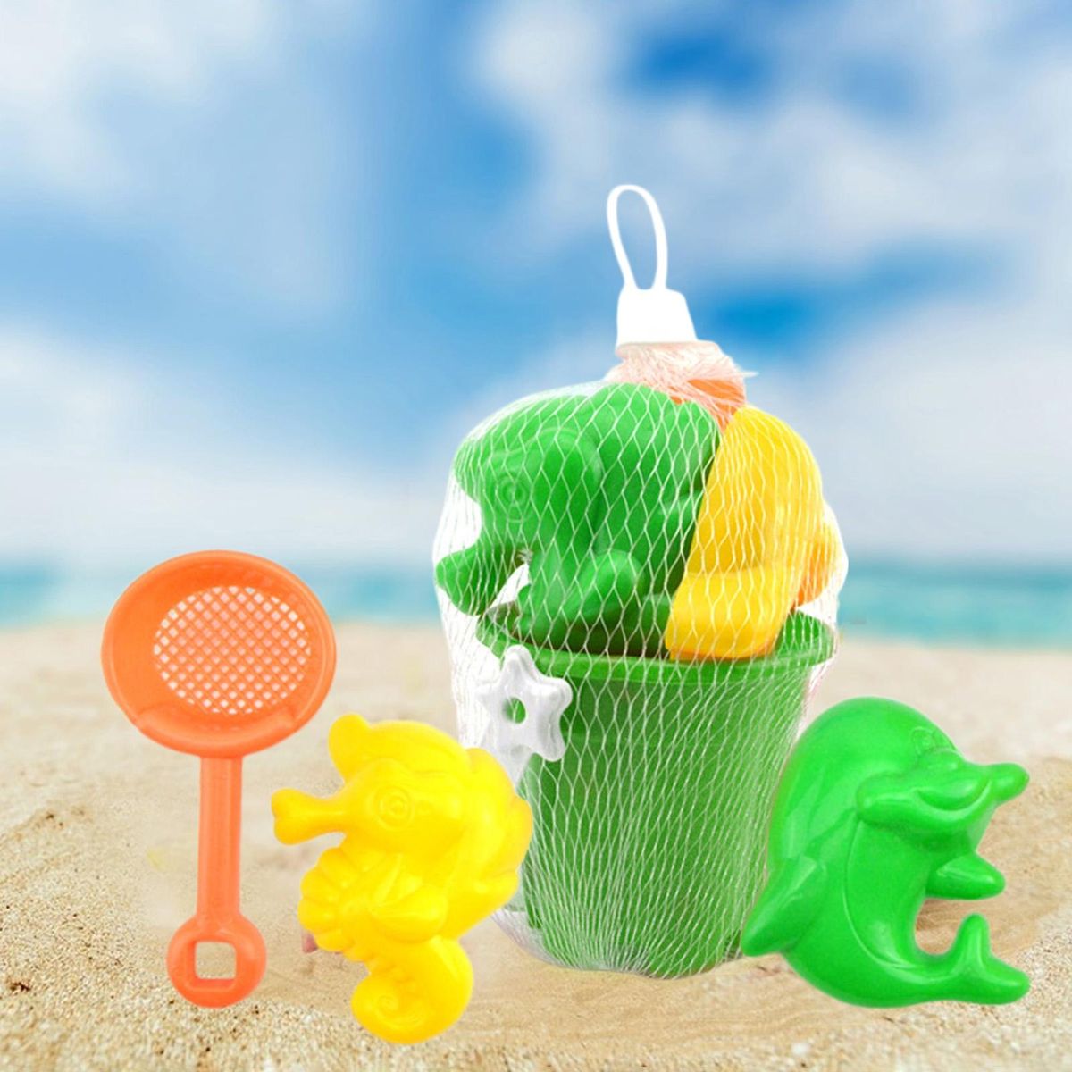 7PcsSet Sand Digging Tools Sand Digging Tools with Bucket Green