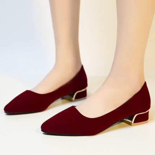 Ladies Classic Simple Pointed Toe FashionHigh Heels-Wine Red