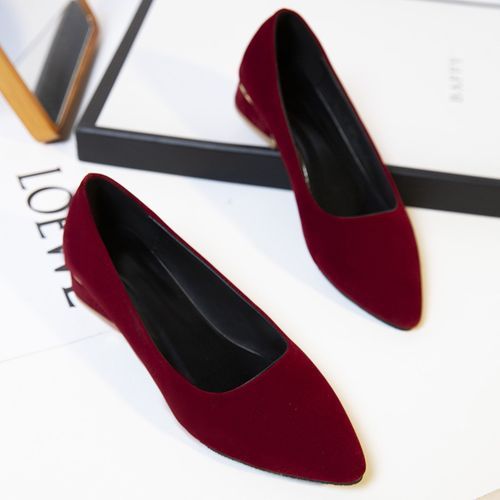 Ladies Classic Simple Pointed Toe FashionHigh Heels-Wine Red