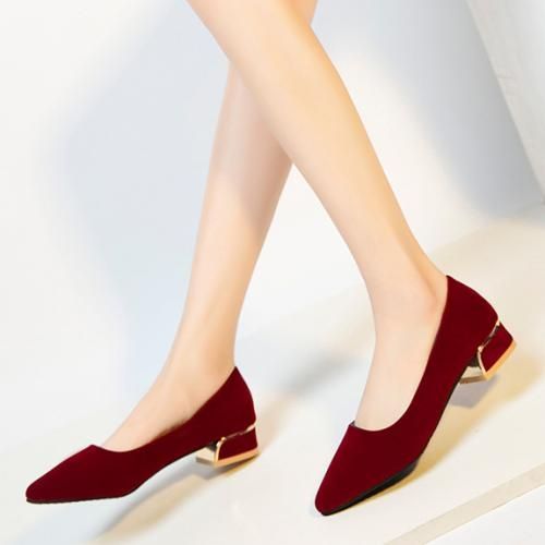 Ladies Classic Simple Pointed Toe FashionHigh Heels-Wine Red