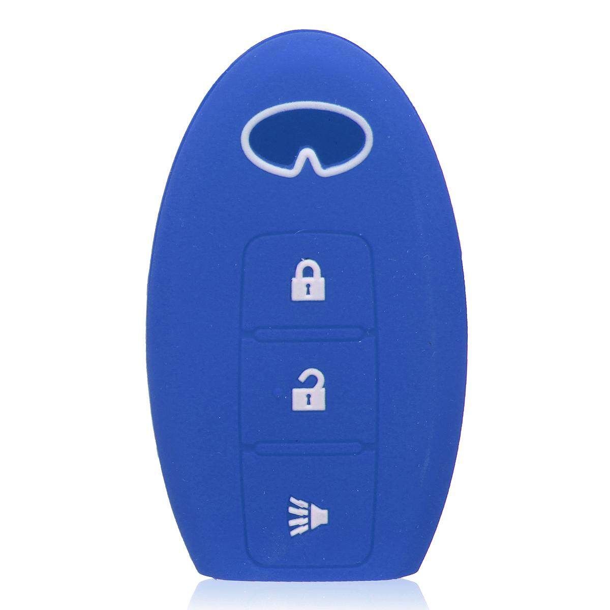 BUTTON SILICONE CAR KEY FOB COVER FIT FOR INFINITI EX FX QX JX CASE HOLDER Dark Blue