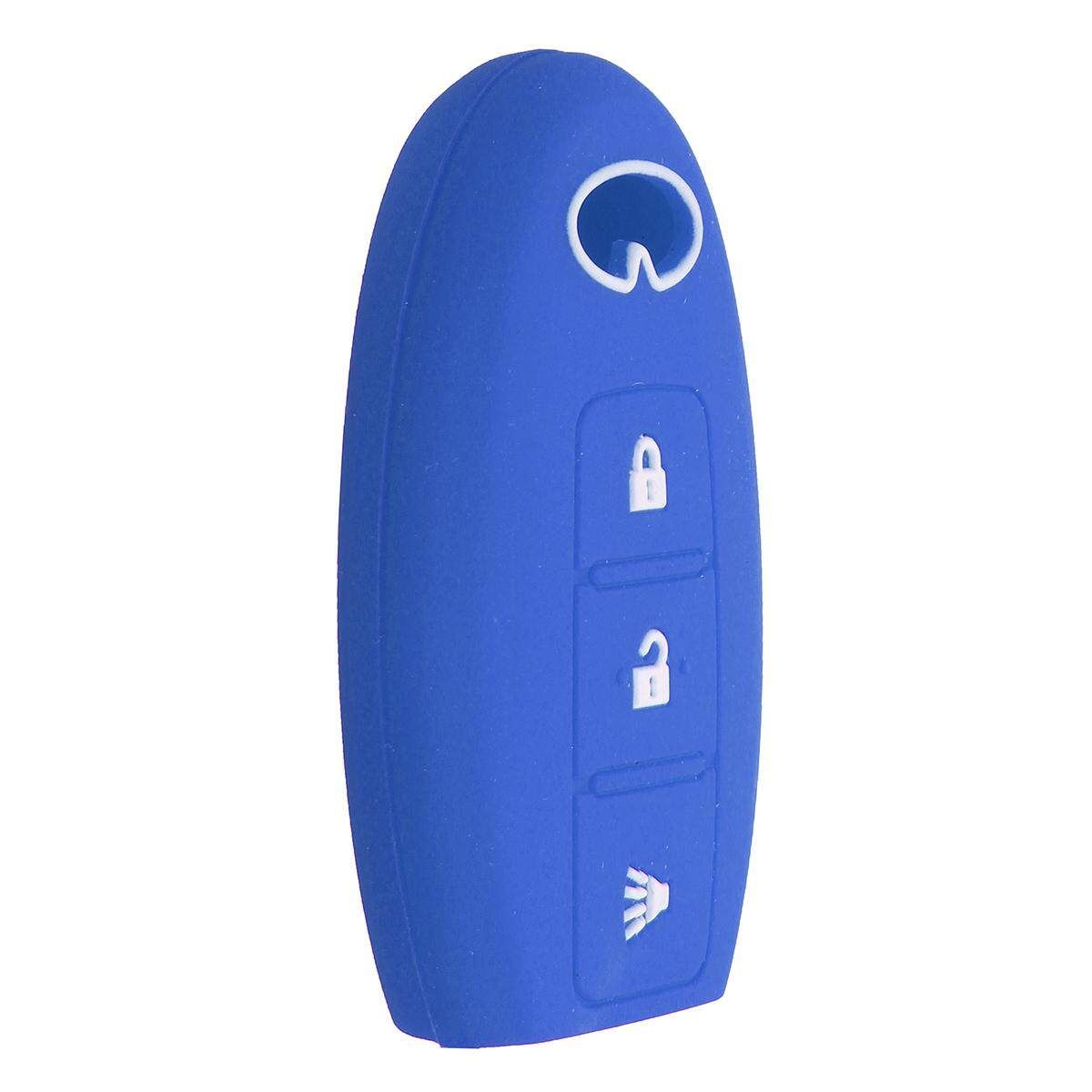 BUTTON SILICONE CAR KEY FOB COVER FIT FOR INFINITI EX FX QX JX CASE HOLDER Dark Blue