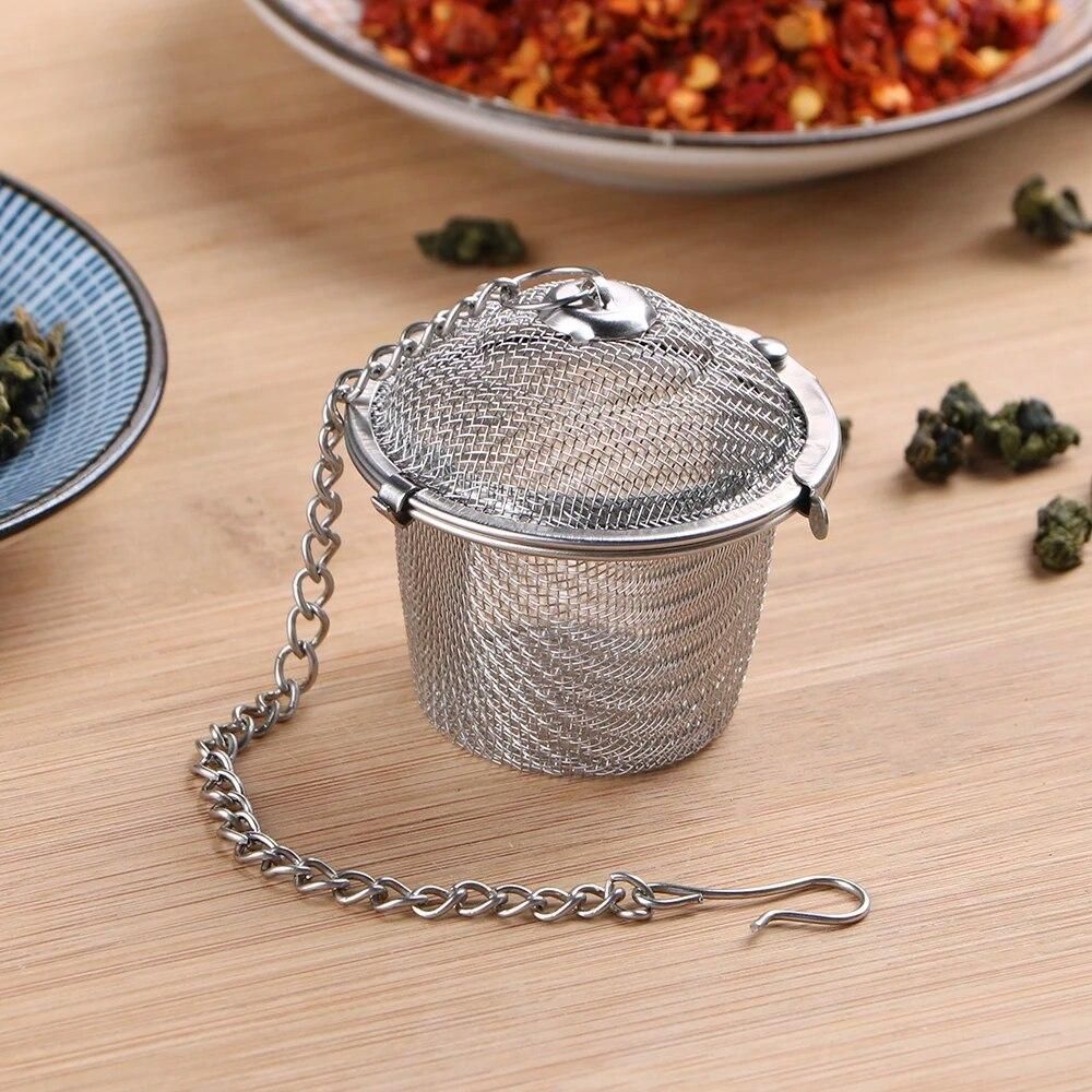 Reusable Stainless Steel Teakettle Locking Tea Filter Seasoning Ball Multifunction Mesh Herbal Ball  Tea Spice Strainer