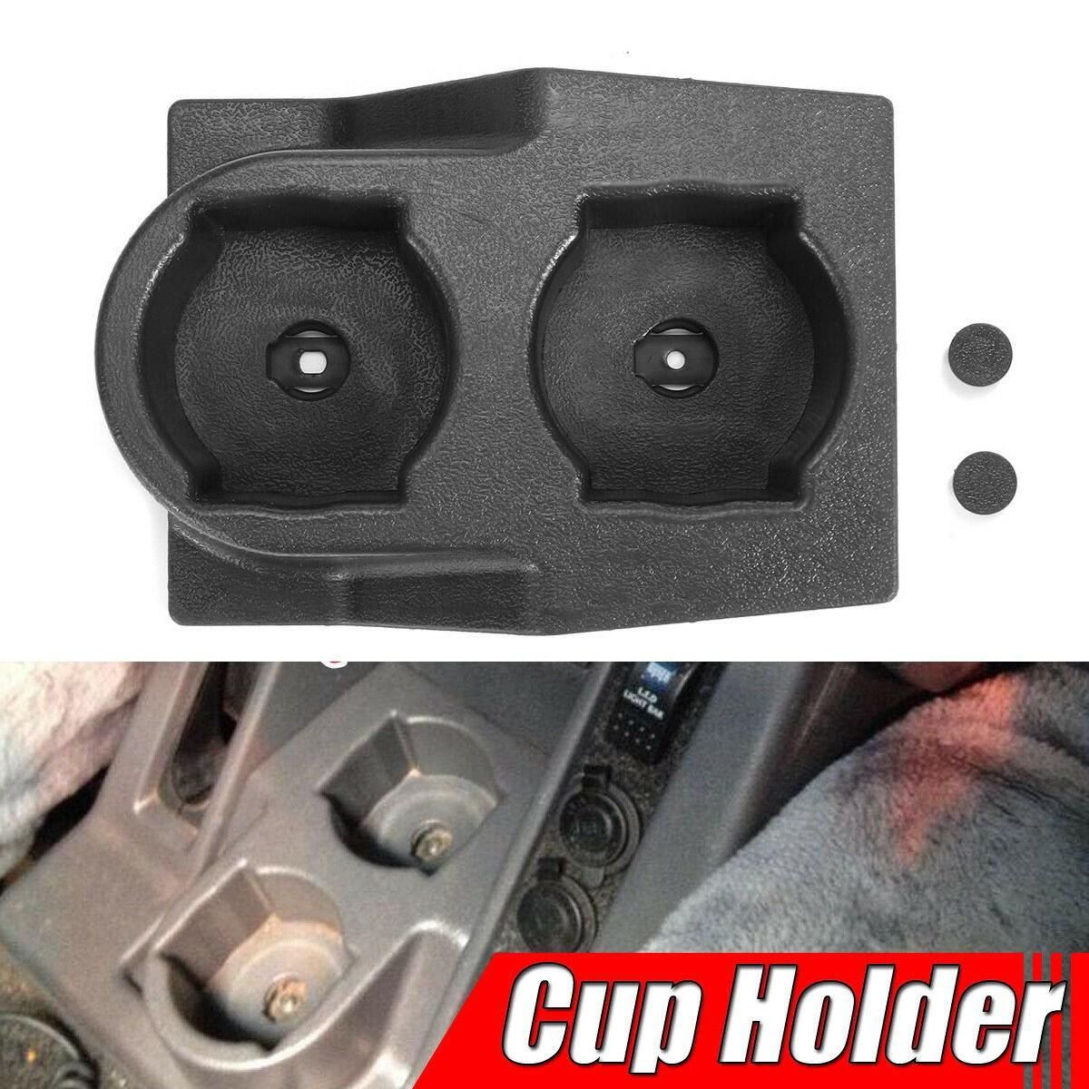 Car Front Center Console Dual Water Cup Holder Insert Black