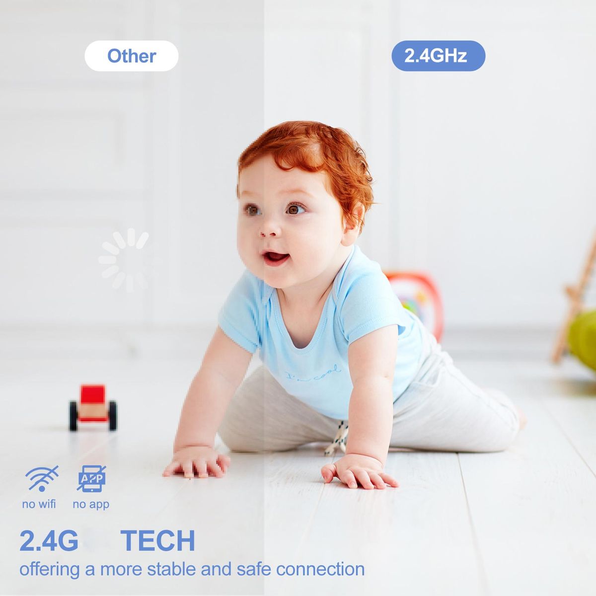 Indoor Smart Camera for Baby Monitor Supports Night Vision Temperature Detection Built-in Microphone