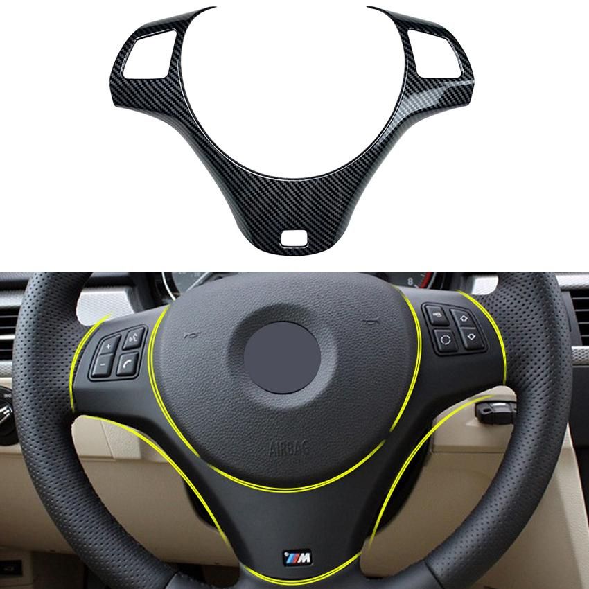 For BMW 1 3 Series E87 E90 E91 E92 E93 2005 2006 2007 2008-2012 Car Steering Wheel Panel Decoration Cover Interior Sticker