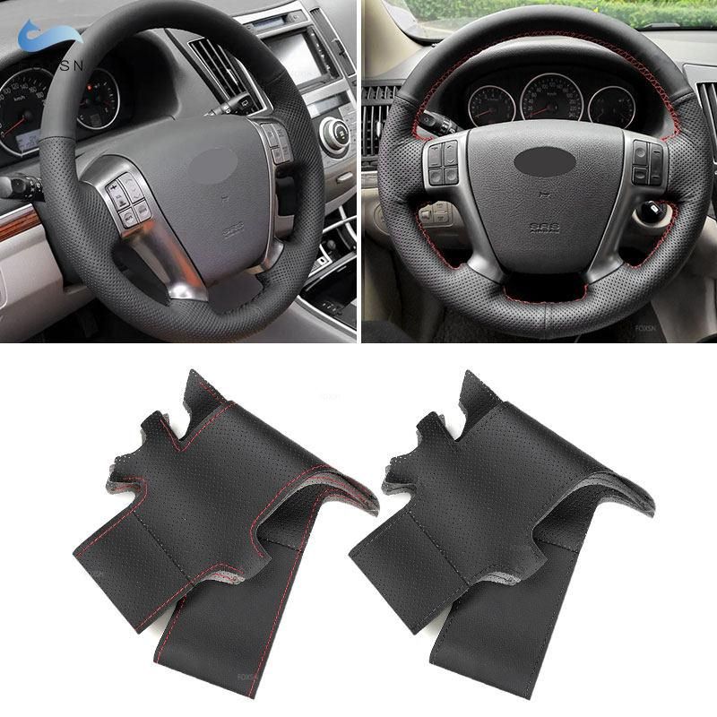 Soft Perforated Leather Cover For Hyundai Veracruz ix55 Vera Cruz 2007 - 2012 Hand Sewing Car Interior Steering Wheel Cover Trim