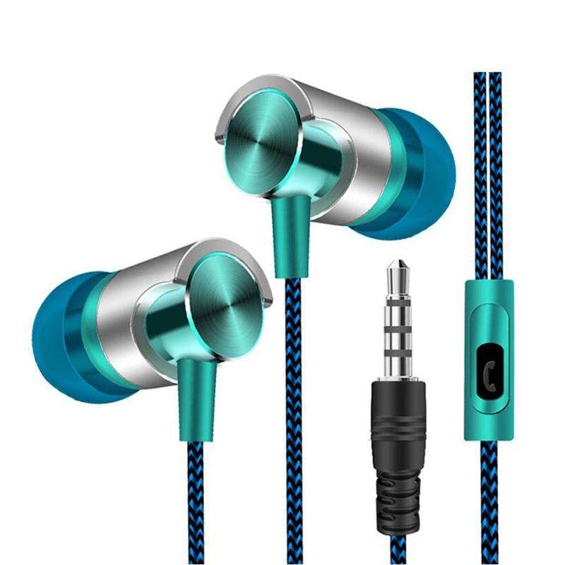 Universal 3.5mm In-Ear Stereo Earphone 1.2M(3.93ft) Braided Cable With Mic For Smartphones Tablets Laptop And More Blue