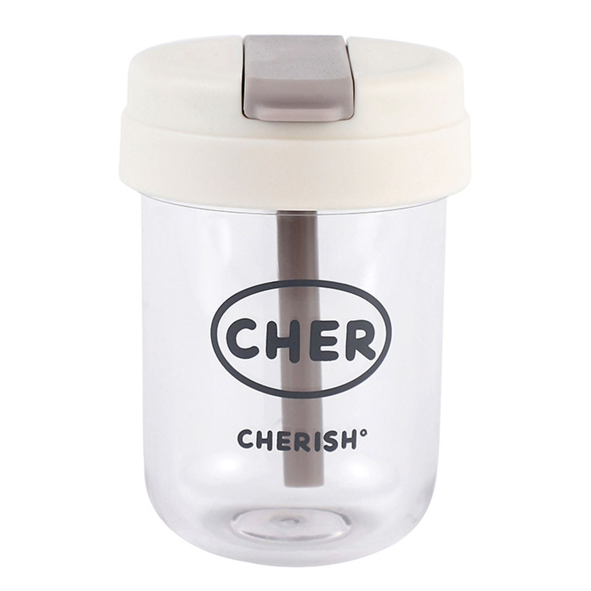 300ml Water Bottle Students Daily Use Straw Juice Cup White