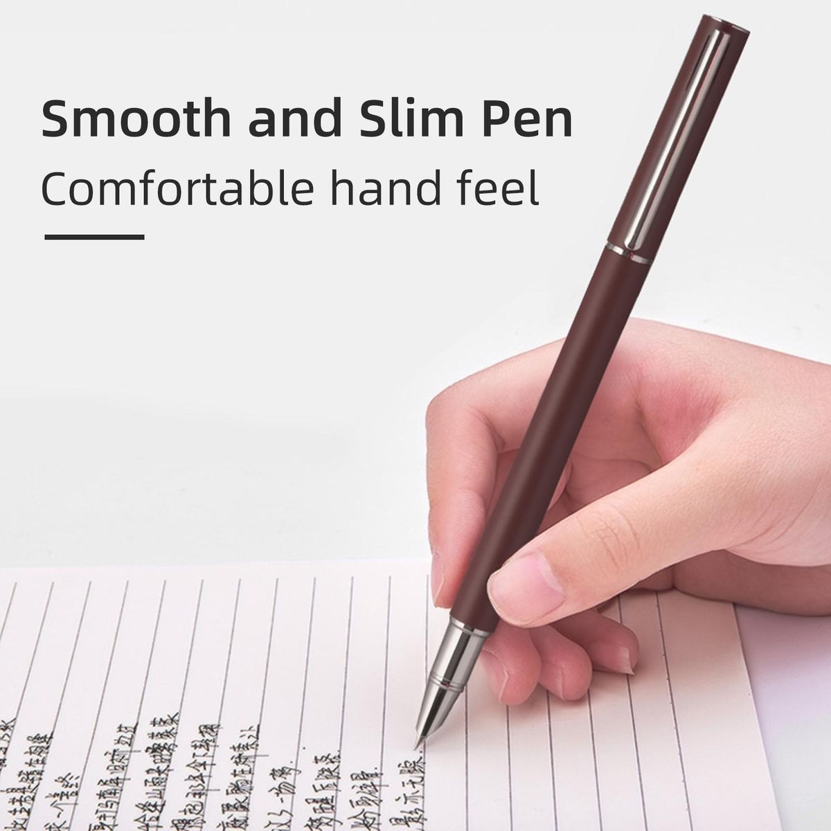 Fountain Pen with Ink Cartridge Metal Pen Case Iridium Pen Tip Matte Appearance 0.38mm Nib Smooth Flow for Note Taking Drawing Calligraphy Art