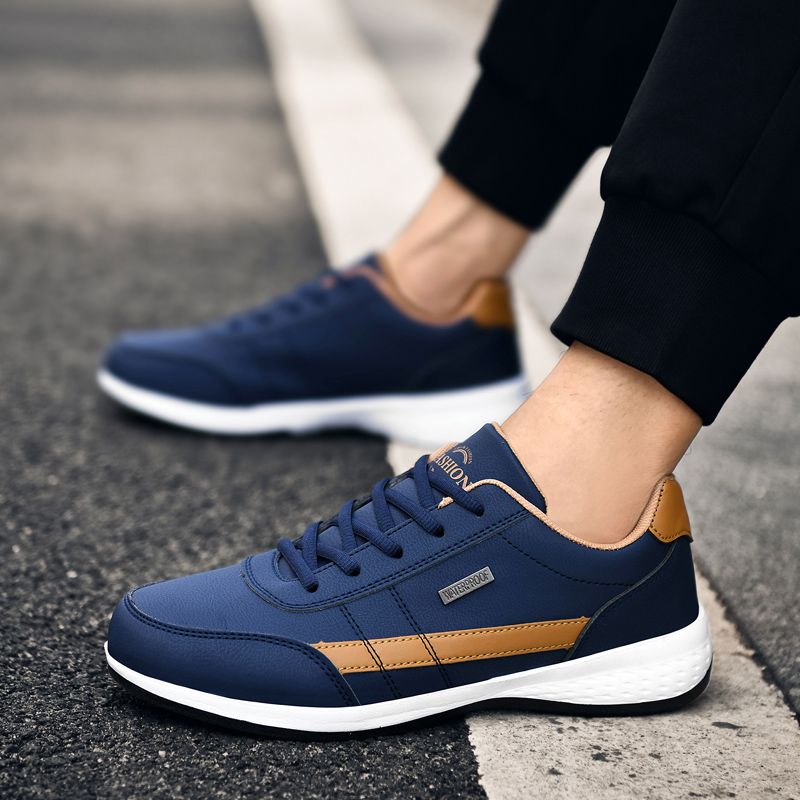 Men's Leather Outdoor Casual Sneakers - Blue