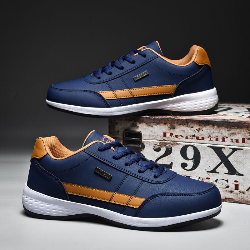 Men's Leather Outdoor Casual Sneakers - Blue