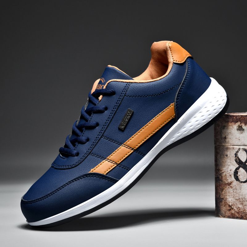 Men's Leather Outdoor Casual Sneakers - Blue